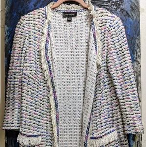 St. John Space Dyed Tweed Cardigan, Multicolor
